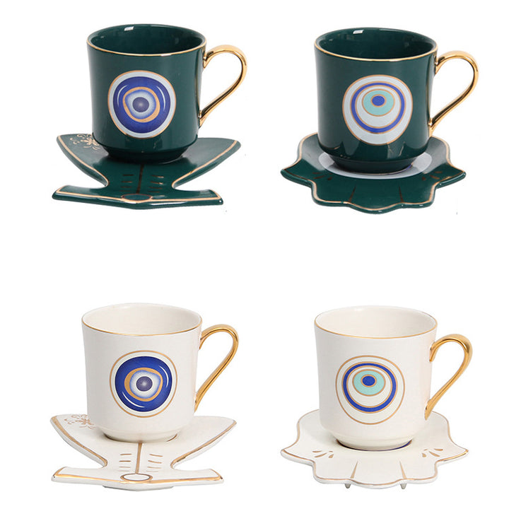 Olivenorma Hamsa Evil Eye Tazza da tè Piattino Sottobicchiere