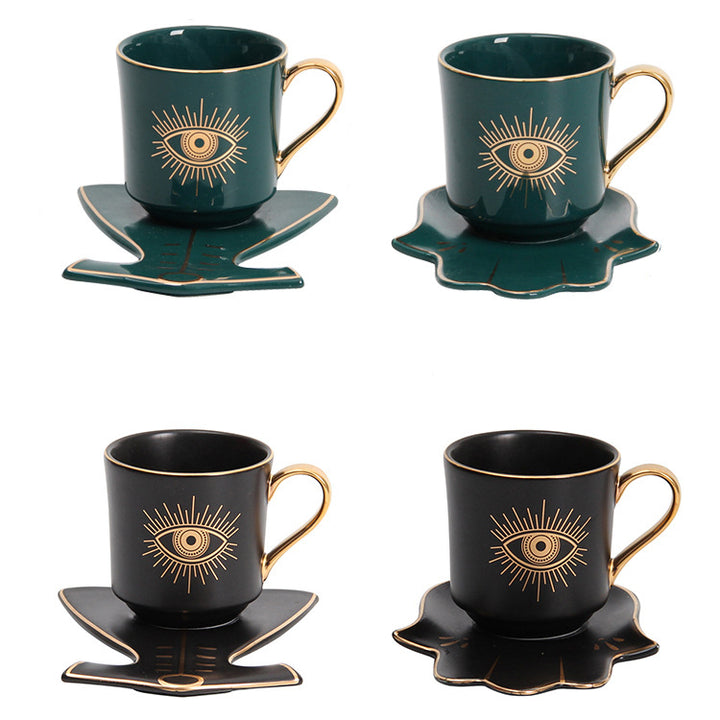 Olivenorma Hamsa Evil Eye Tazza da tè Piattino Sottobicchiere