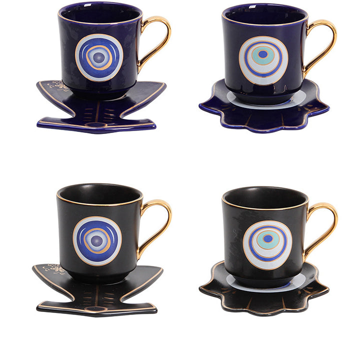 Olivenorma Hamsa Evil Eye Tazza da tè Piattino Sottobicchiere
