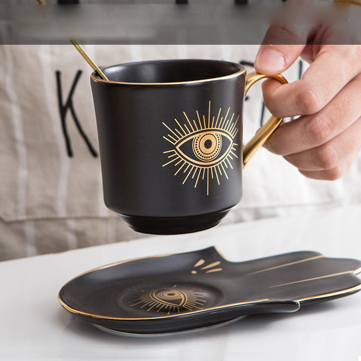 Olivenorma Hamsa Evil Eye Tazza da tè Piattino Sottobicchiere