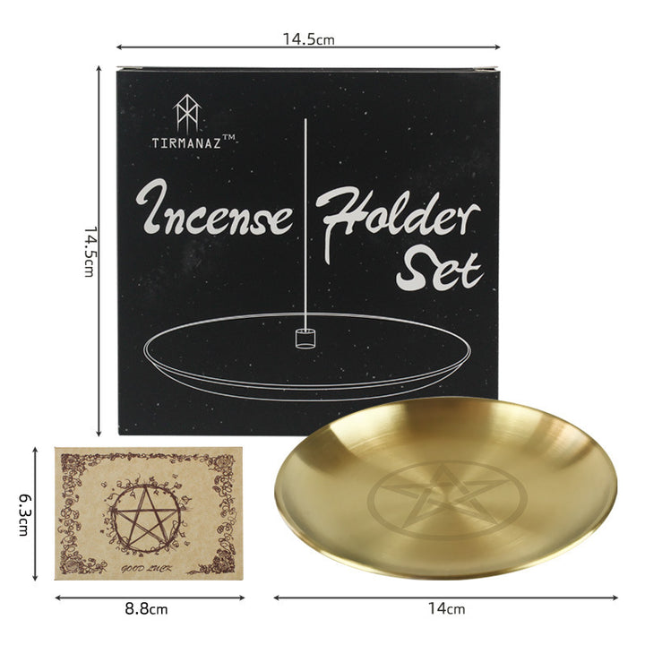 Olivenorma Piatto Sacro in Acciaio Inox con Pentagramma Lunare a Tre Fasi