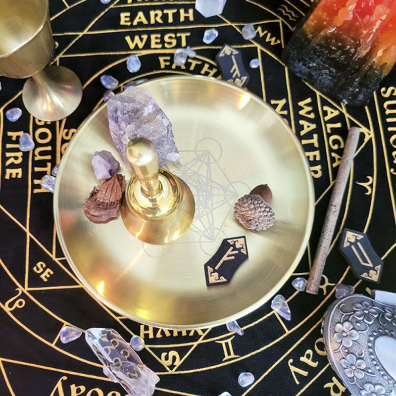 Olivenorma Piatto Sacro in Acciaio Inox con Pentagramma Lunare a Tre Fasi