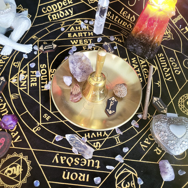 Olivenorma Piatto Sacro in Acciaio Inox con Pentagramma Lunare a Tre Fasi
