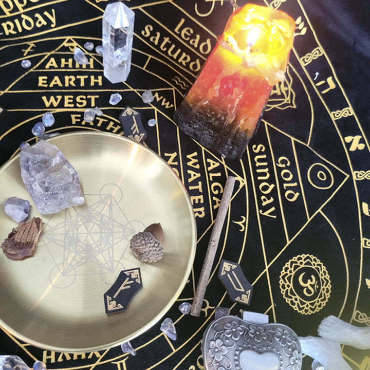 Olivenorma Piatto Sacro in Acciaio Inox con Pentagramma Lunare a Tre Fasi