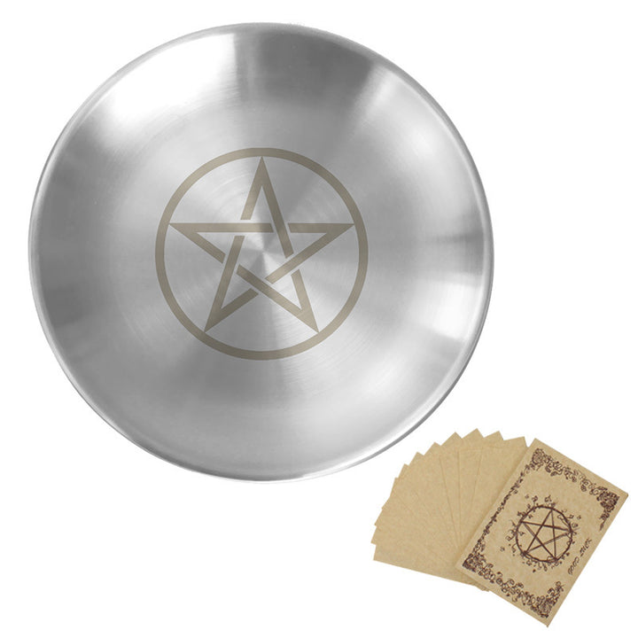 Olivenorma Fase Lunare Pentagramma Piastra Sacra in Acciaio Inox - Pentagramma e pergamena - image 1