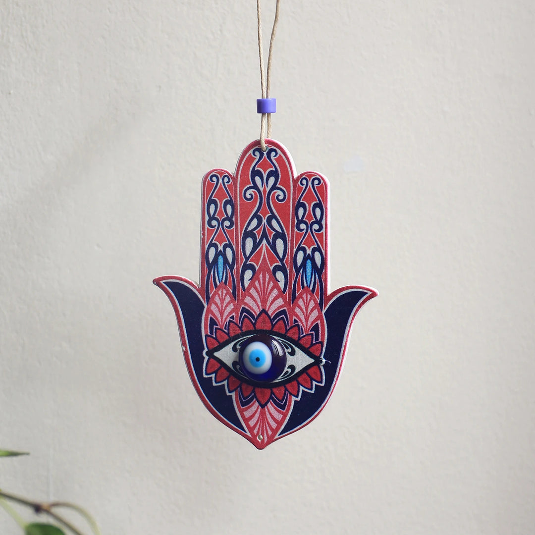 Olivenorma Ornamento da parete geometrico in legno Hamsa