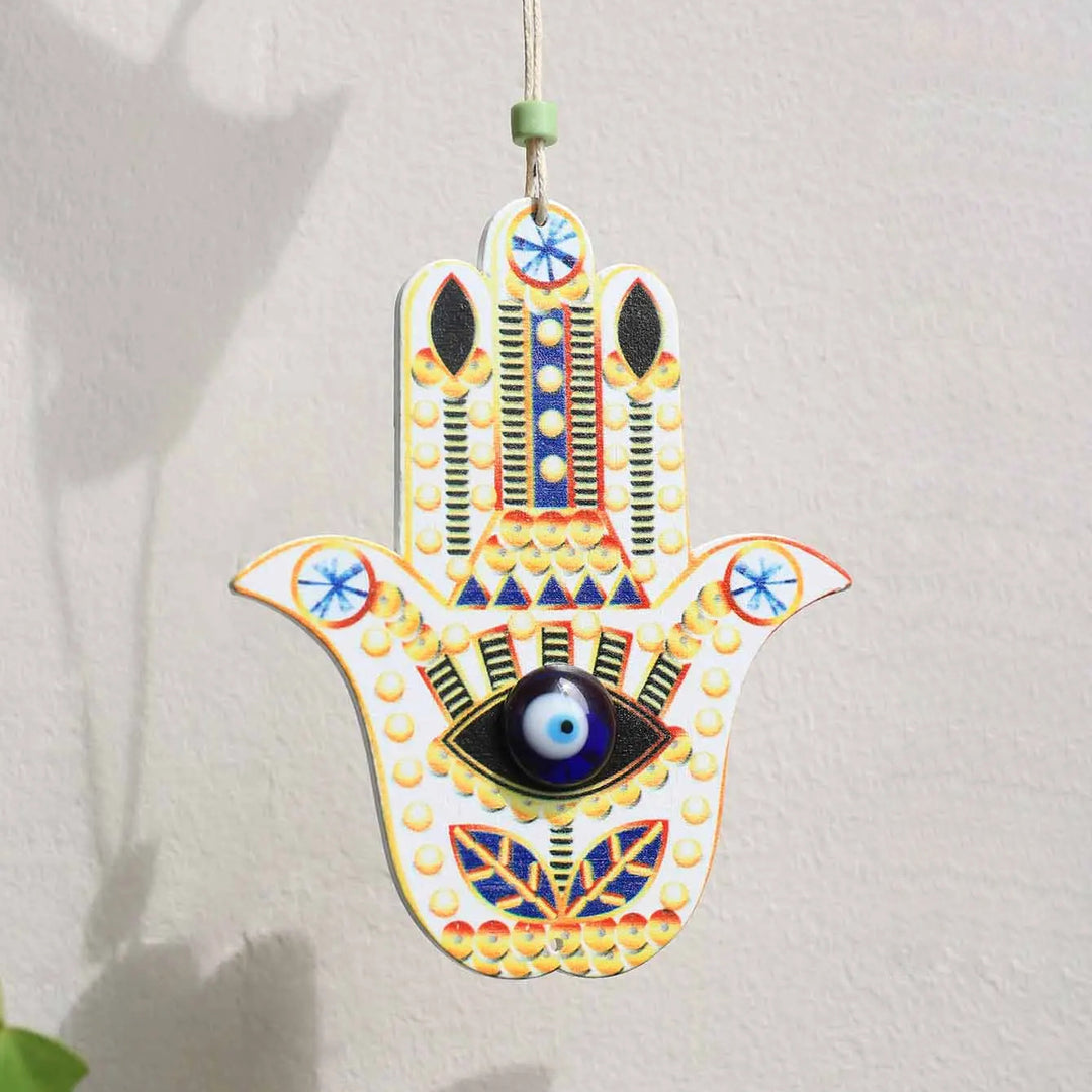 Olivenorma Ornamento da parete geometrico in legno Hamsa