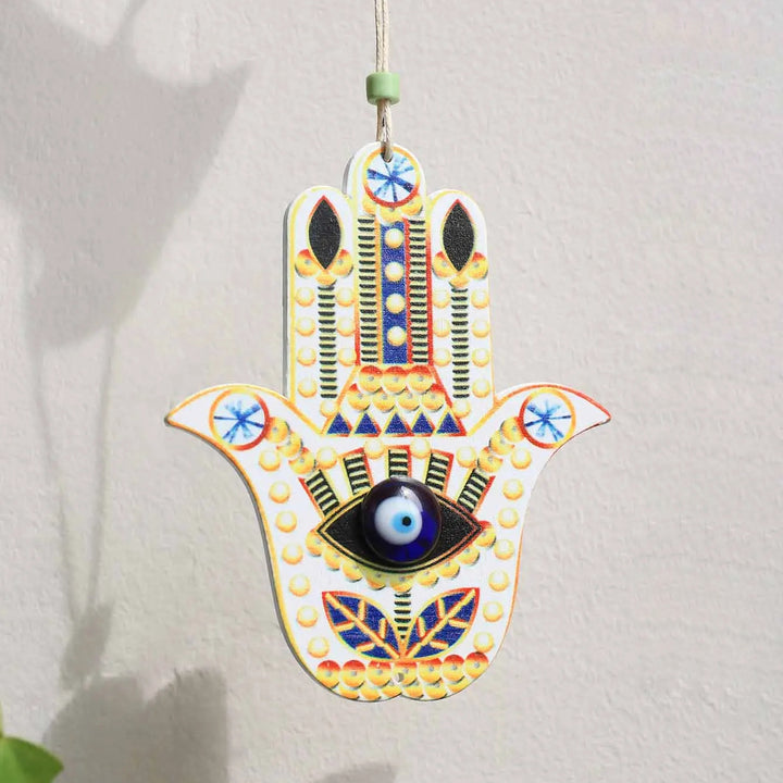 Olivenorma Ornamento da parete geometrico in legno Hamsa
