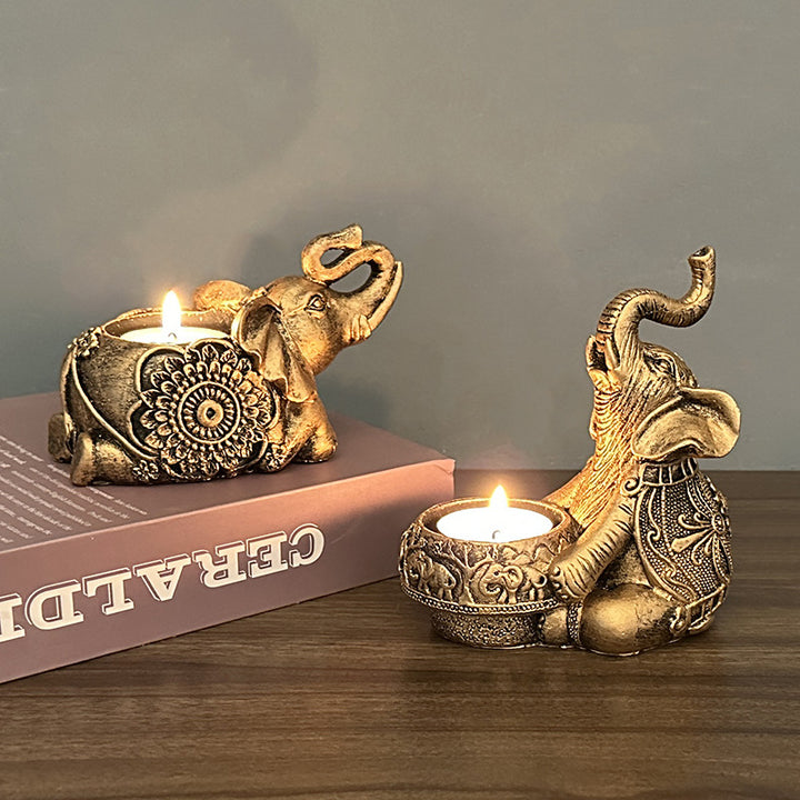 Olivenorma Indian Diwali Elephant Menorah Ganesha Portacandele