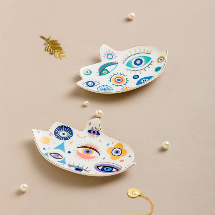 Olivenorma Portaoggetti in cristallo di ceramica a forma di uccello creativo con malocchio