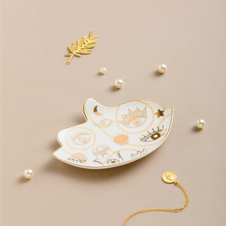 Olivenorma Portaoggetti in cristallo di ceramica a forma di uccello creativo con malocchio