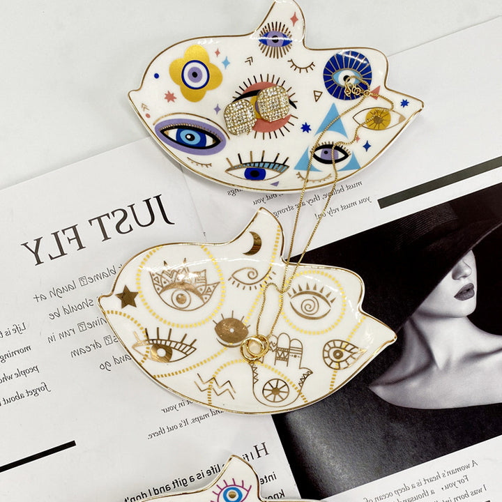 Olivenorma Portaoggetti in cristallo di ceramica a forma di uccello creativo con malocchio