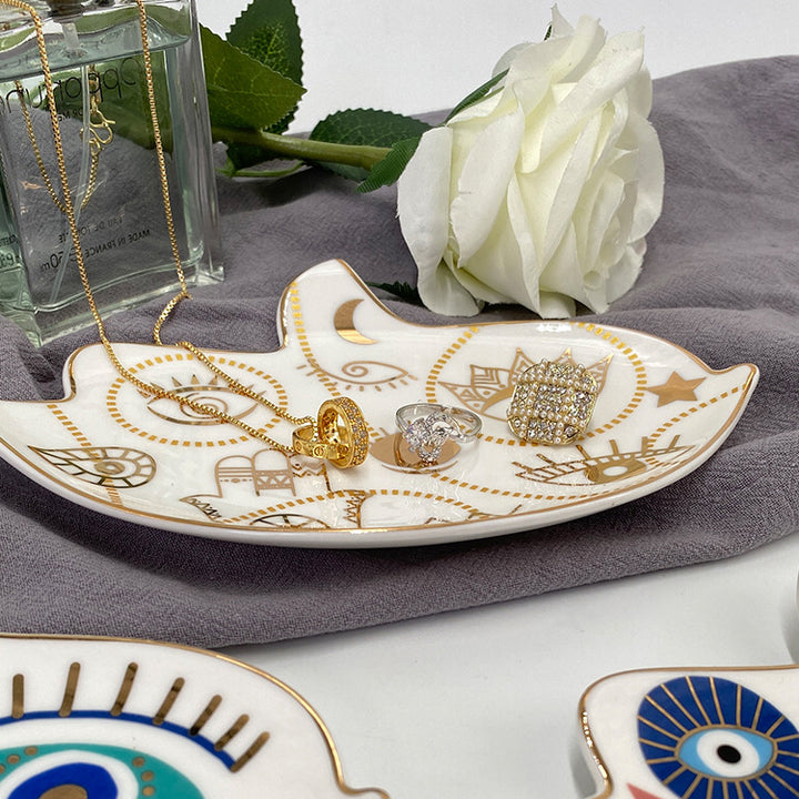 Olivenorma Portaoggetti in cristallo di ceramica a forma di uccello creativo con malocchio