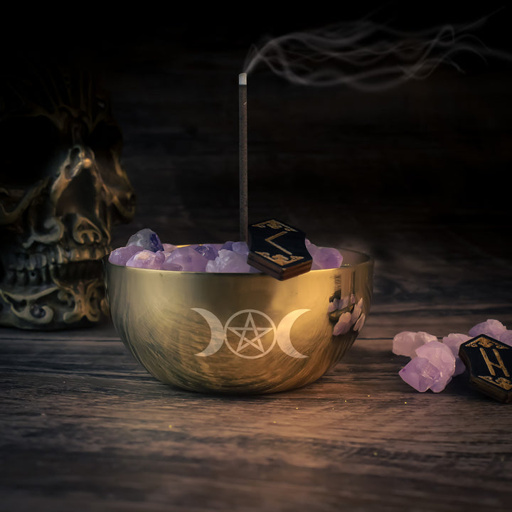 Olivenorma Pentacolo Ottone Divinazione Meditazione Bruciatore di Incenso Ciotola Sacra