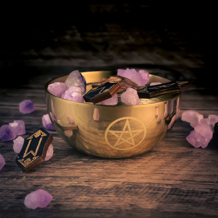 Olivenorma Pentacolo Ottone Divinazione Meditazione Bruciatore di Incenso Ciotola Sacra