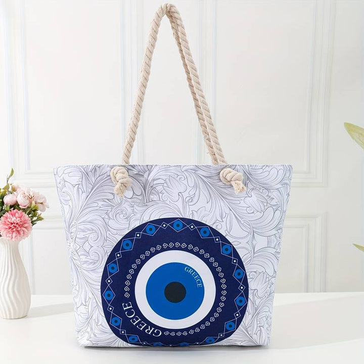 Olivenorma Borsa da spiaggia da donna con motivo Evil Eye blu 