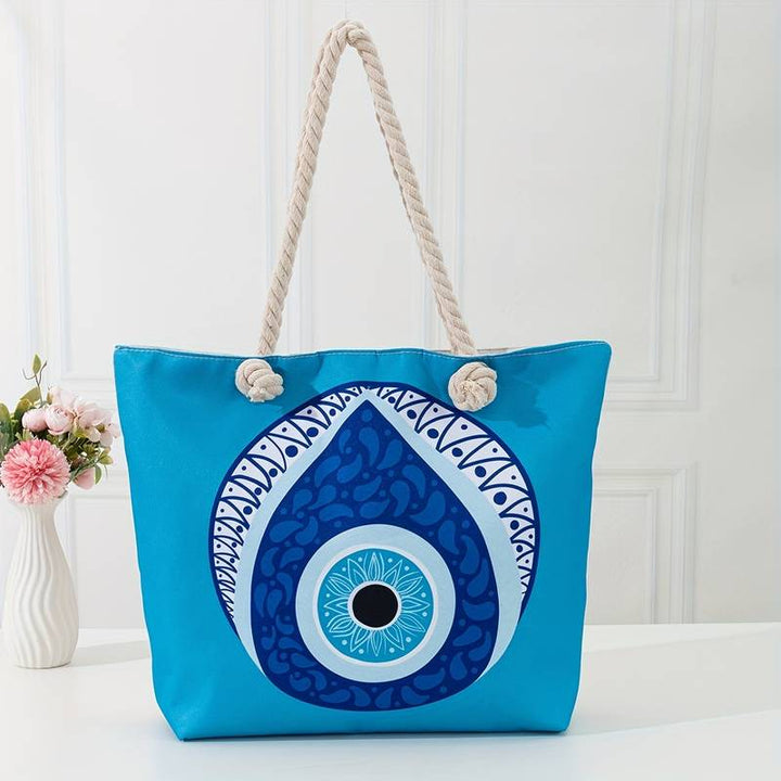 Olivenorma Borsa da spiaggia da donna con motivo Evil Eye blu 