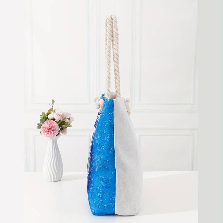 Olivenorma Borsa da spiaggia da donna con motivo Evil Eye blu 