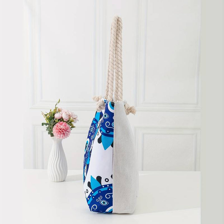 Olivenorma Borsa da spiaggia da donna con motivo Evil Eye blu 