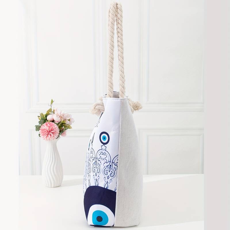 Olivenorma Borsa da spiaggia da donna con motivo Evil Eye blu 