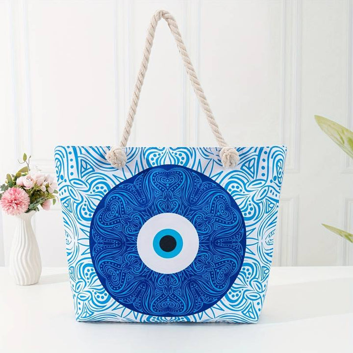 Olivenorma Borsa da spiaggia da donna con motivo Evil Eye blu 