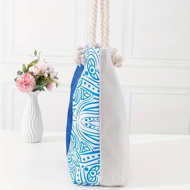 Olivenorma Borsa da spiaggia da donna con motivo Evil Eye blu 