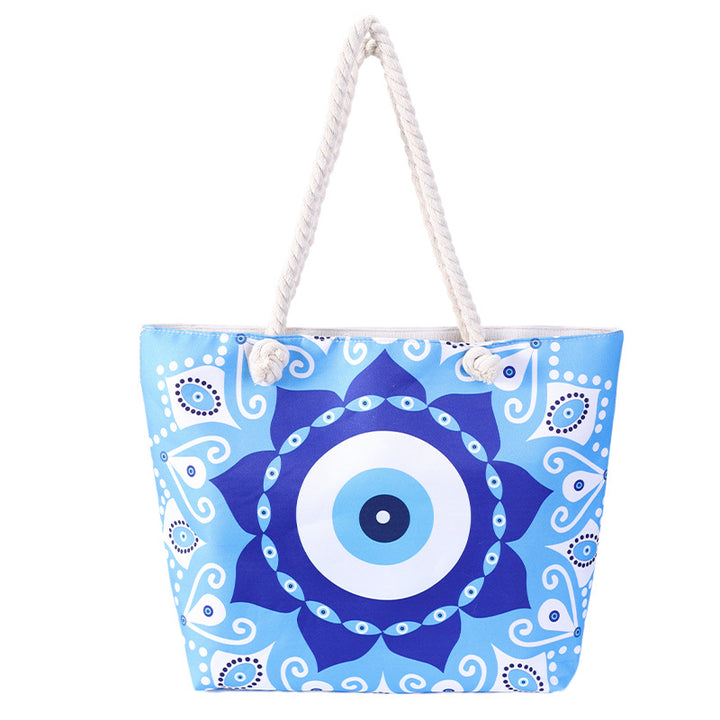 Olivenorma Borsa da spiaggia da donna con motivo Evil Eye blu 