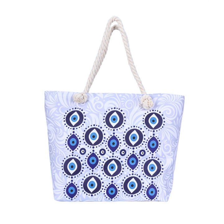 Olivenorma Borsa da spiaggia da donna con motivo Evil Eye blu 