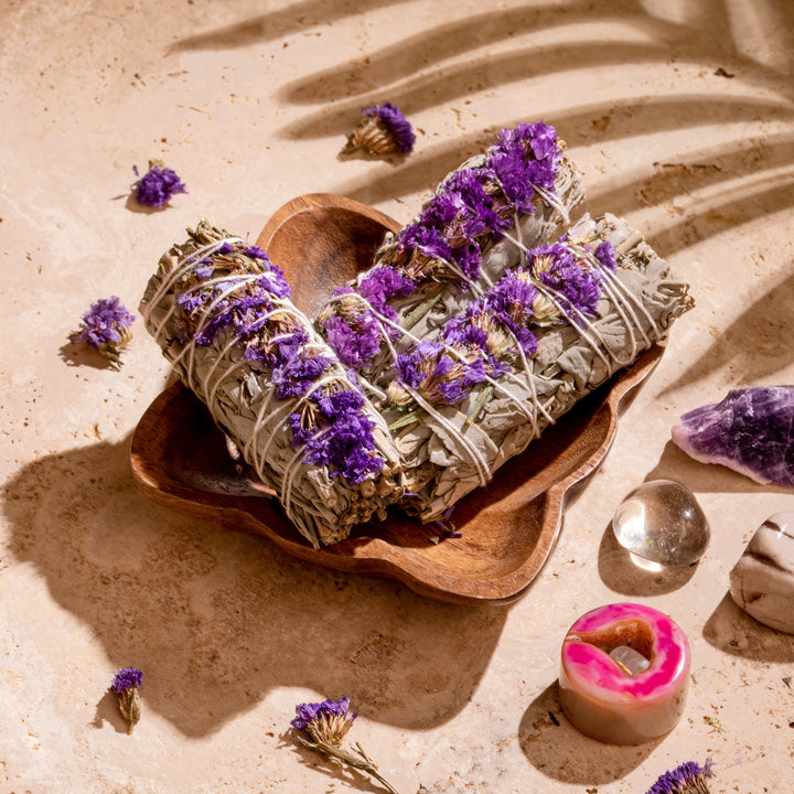 Olivenorma "Non ti scordar di me" Fiore Cristallo Meditazione purificante Salvia bianca