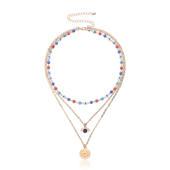 Collana a tre strati con occhio del diavolo colorato Olivenorma 