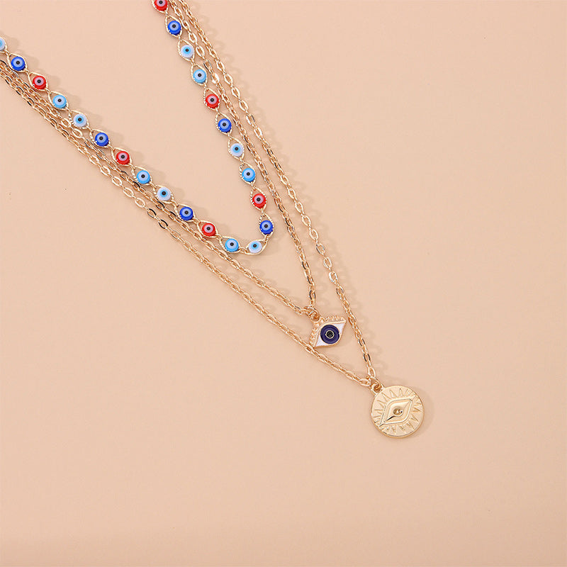 Collana a tre strati con occhio del diavolo colorato Olivenorma 