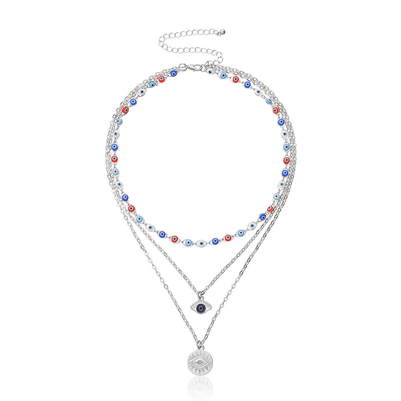 Collana a tre strati con occhio del diavolo colorato Olivenorma 