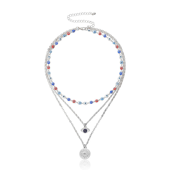 Collana a tre strati con occhio del diavolo colorato Olivenorma 