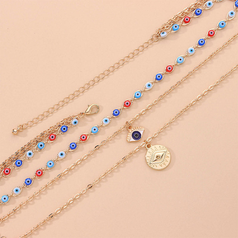 Collana a tre strati con occhio del diavolo colorato Olivenorma 