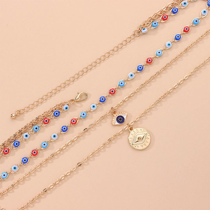 Collana a tre strati con occhio del diavolo colorato Olivenorma 