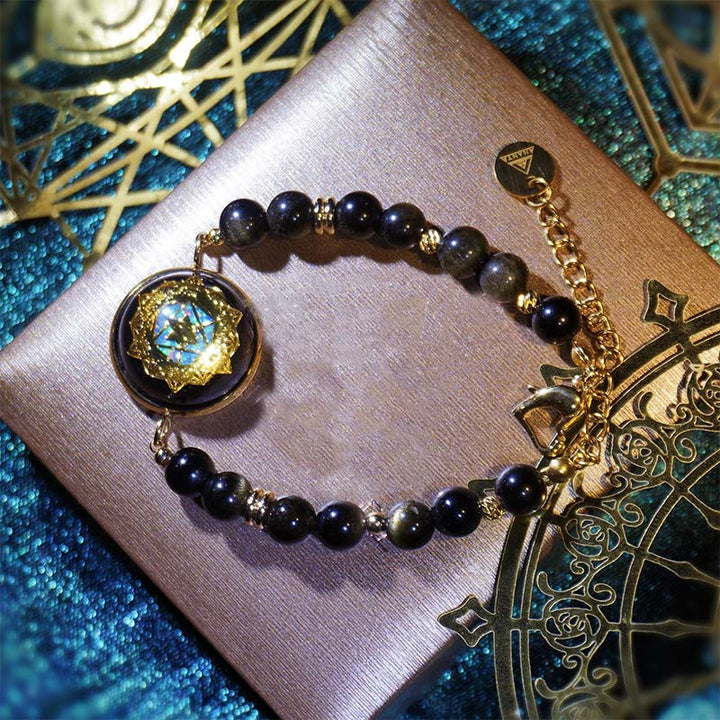 Collana con bracciale in pietra custode in ossidiana Olivenorma 