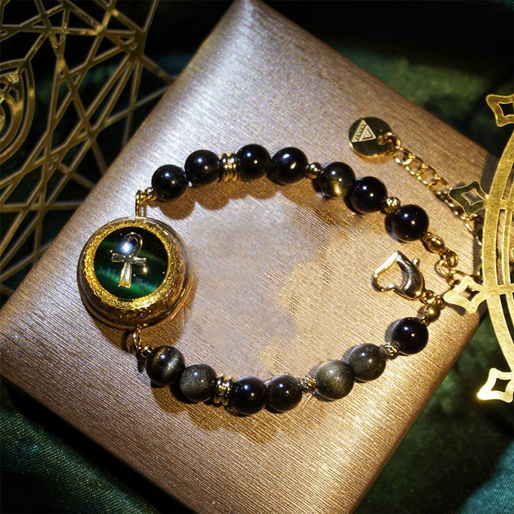 Collana con bracciale in pietra custode in ossidiana Olivenorma 
