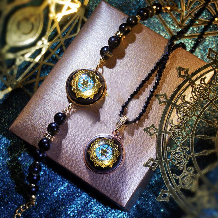 Collana con bracciale in pietra custode in ossidiana Olivenorma 