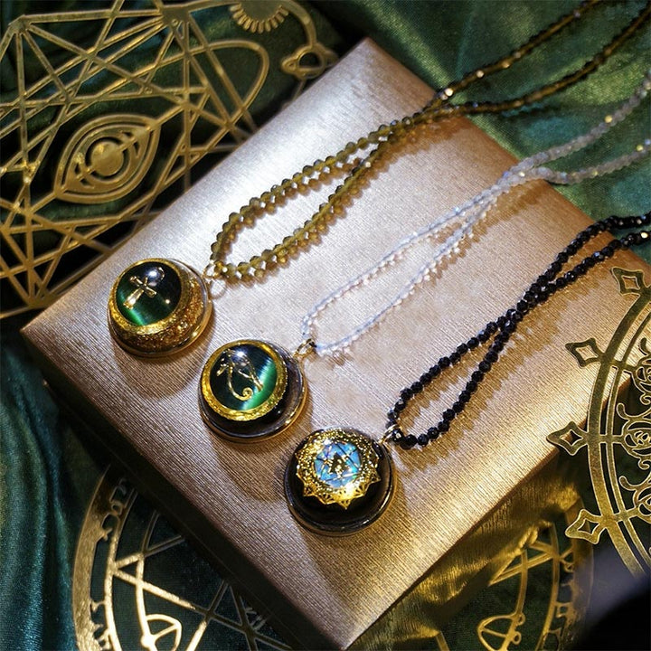 Collana con bracciale in pietra custode in ossidiana Olivenorma 