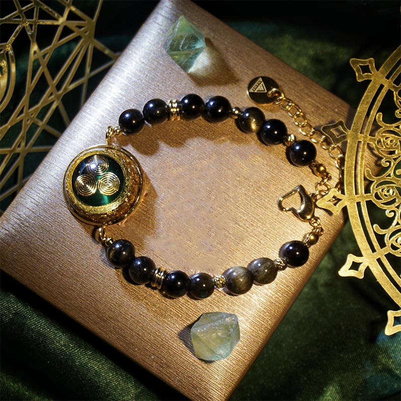 Collana con bracciale in pietra custode in ossidiana Olivenorma 