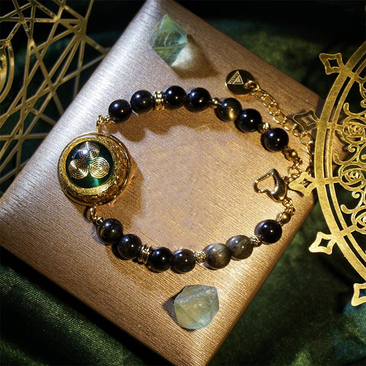 Collana con bracciale in pietra custode in ossidiana Olivenorma 