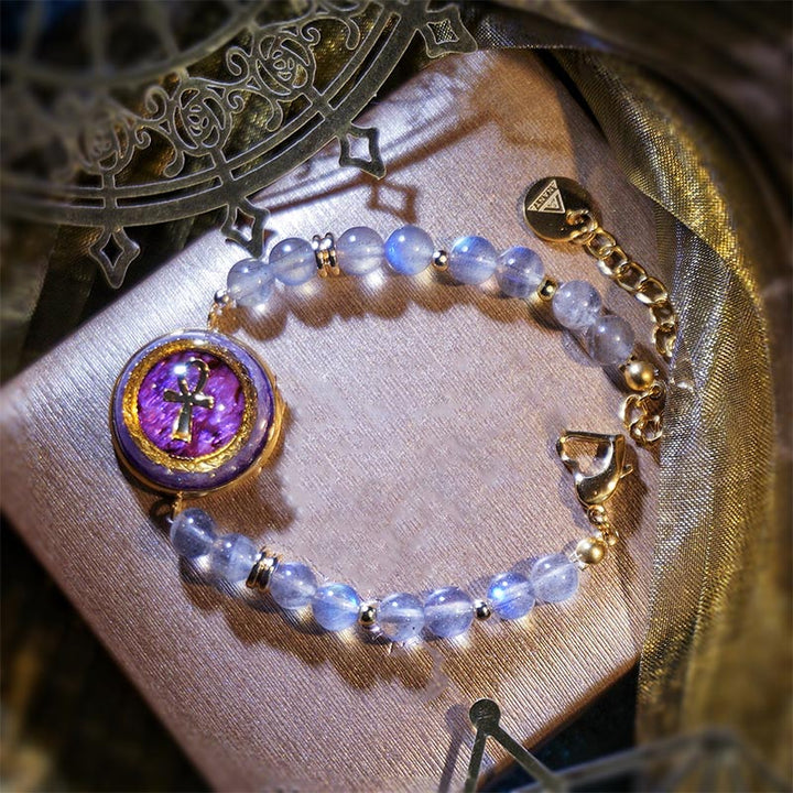 Braccialetto di perline in pietra di luna e labradorite naturale Olivenorma
