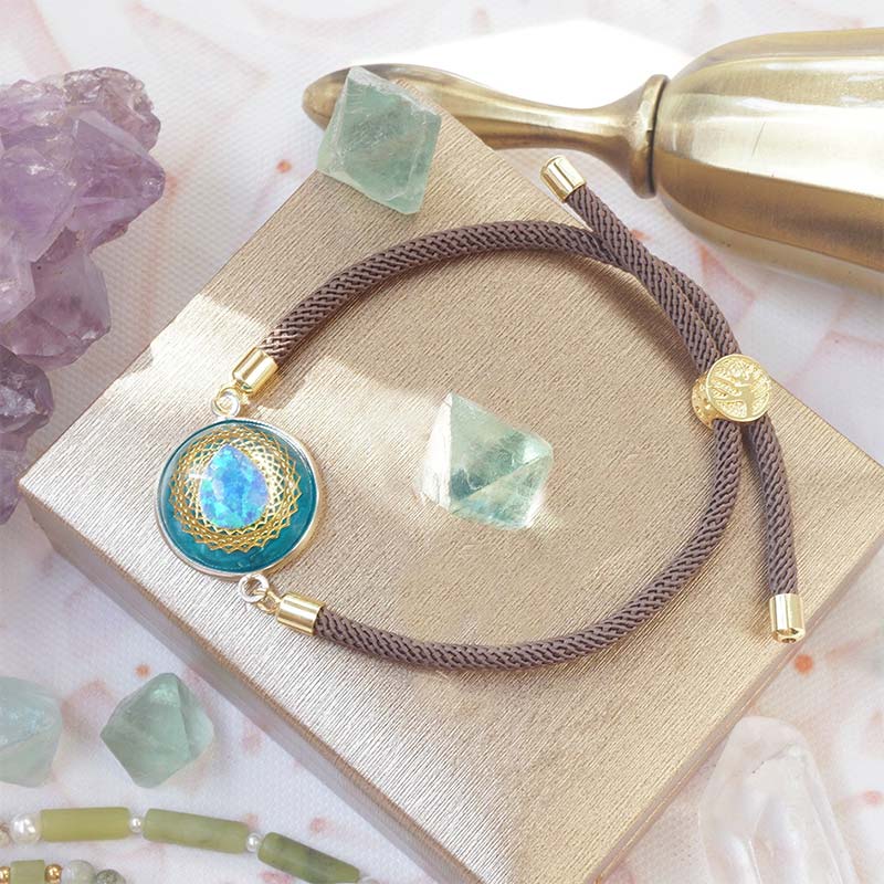 Olivenorma Braccialetto con ciondolo in blu opale, pietra di luna e labradorite 
