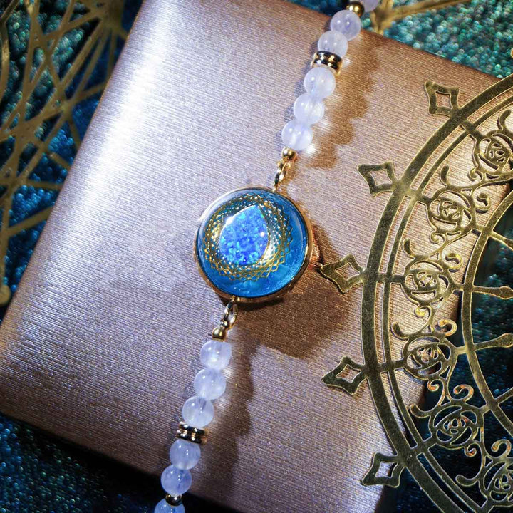 Olivenorma Braccialetto con ciondolo in blu opale, pietra di luna e labradorite 