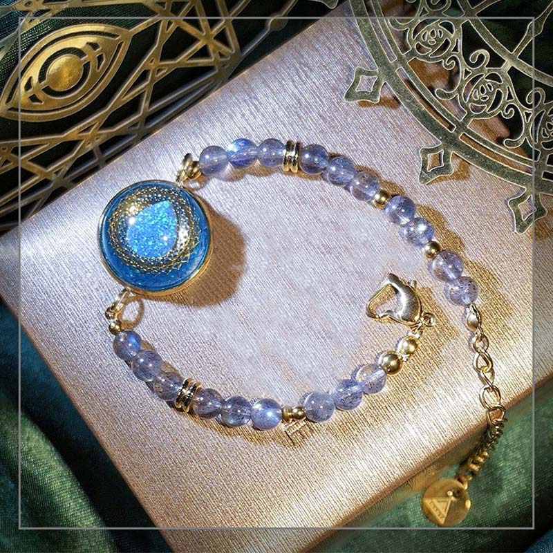 Olivenorma Braccialetto con ciondolo in blu opale, pietra di luna e labradorite 