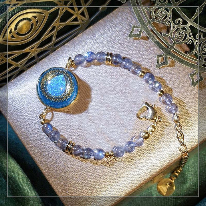Olivenorma Braccialetto con ciondolo in blu opale, pietra di luna e labradorite 