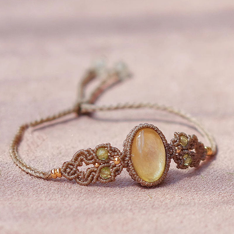 Bracciale intrecciato a mano con acquamarina, lepidolite e charoite naturale Olivenorma 