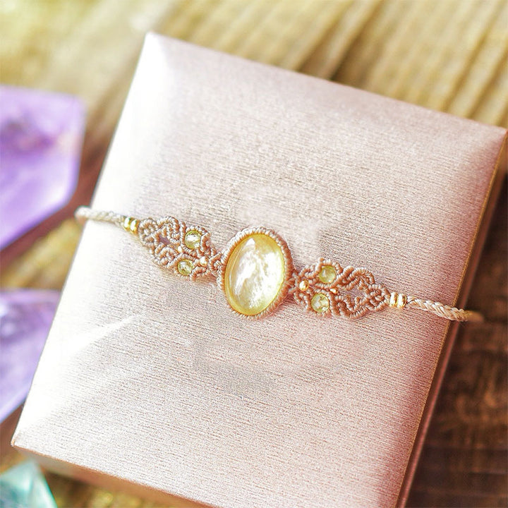 Bracciale intrecciato a mano con acquamarina, lepidolite e charoite naturale Olivenorma 