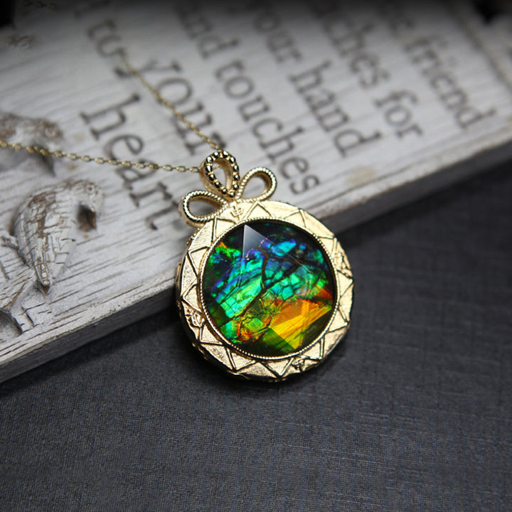 Collana in argento 925 con ammolite naturale Olivenorma