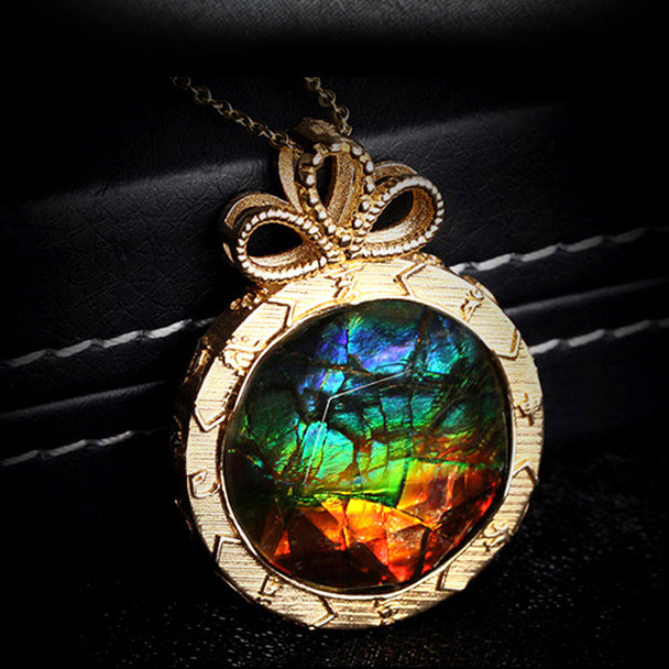 Collana in argento 925 con ammolite naturale Olivenorma